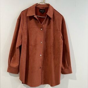 TRUTH by Republic Faux Leather Snap Button Down Burnt Terracotta 1X NWOT